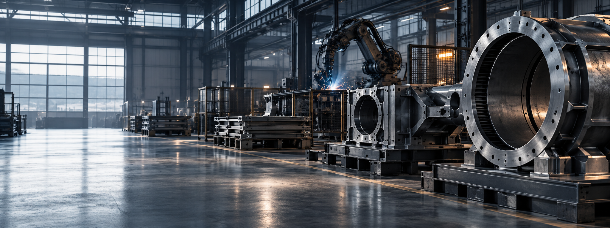 Fiktive Metallfertigung mit Präzisionsbauteilen